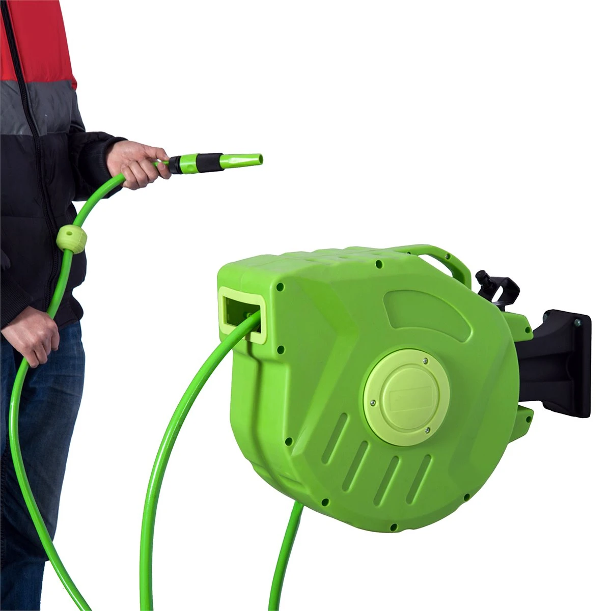 Outsunny Carrete Para Manguera Soporte Mural Portamanguera 20m Roll-up Automático Con Pistola De Pulverización Base De Pared Conector De Manguera Para Jardín Terraza 11 Outsunny Carrete Para Manguera Soporte Mural Portamanguera 20m Roll-up Automático Con Pistola De Pulverización Base De Pared Conector De Manguera Para Jardín Terraza - Imagen 9