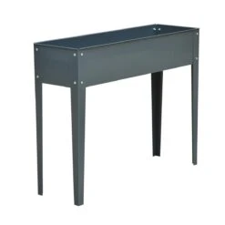 Outsunny Jardinera Elevada Cama De Jardín Elevada Rectangular Mesa De Cultivo Para Plantas Verduras Y Flores Con 3 Orificios De Drenaje 100x30x80 Cm Gris