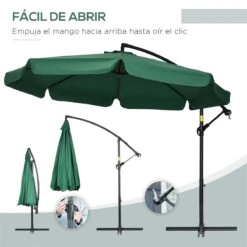 Outsunny Sombrilla De Jardín Ø293x240 Cm Parasol Excéntrico Con Rotación De 360° Manivela Base Cruzada Y Soporte De Acero Para Terraza Patio Balcón Verde -OUTSUNNY TIENDA db56168057db3a70e2af55811727347957061317 2507e9af274d47d08b23f36af1c60766