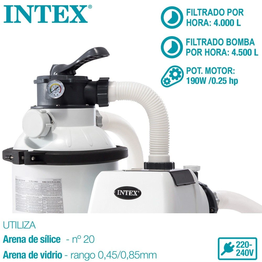 Depuradora De Arena INTEX Krystal Clear 4500 Litros/ Hora 0,25 Hp 5 Depuradora De Arena INTEX Krystal Clear 4500 Litros/ Hora 0,25 Hp - Imagen 3