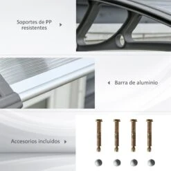 Outsunny Tejadillo De Protección 110x60 Cm Marquesina Exterior Para Puertas Y Ventanas Contra Sol Y Lluvia Con Soporte De PP Policarbonato Transparente -OUTSUNNY TIENDA dd50b8207c532473bc1c98d7c5ab67ec31f59e73 0bdc9a0861a24011a82ca87e98026474