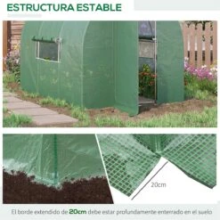 Outsunny Invernadero De Túnel 3x2x2 M Con Puerta Y Ventanas Función De Drenaje Invernadero De Jardín Grande Con Cubierta De PE Y Metal Galvanizado Para Cultivos Plantas Verduras Verde -OUTSUNNY TIENDA dd76d93b717245f42b6ebdef38849c00ce034011 44852d153dfc4fc4a3b6c0fdcc2f8d72