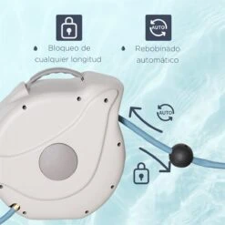 Outsunny Carrete De Manguera De Jardín 15,1M+1,5M Manguera De Riego Con 10 Modos De Pulverización Montado En Pared Enrollador Automático 180° Giratorio 42,5x20x38 Cm Gris -OUTSUNNY TIENDA de5b3ccfb799519d72a2555aacd01812ca36674c eaf7baee46ce41c1bd017018e5033a40