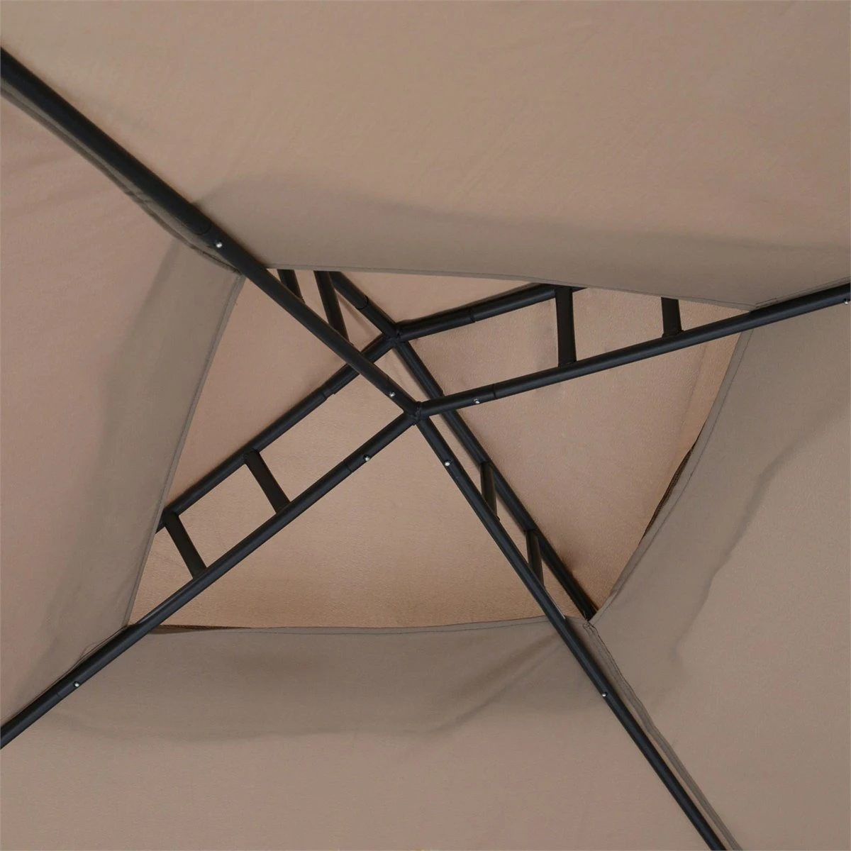 Outsunny Cenador De Jardín 3x3 M Pabellón De Exterior Con Doble Techo De Ventilación 4 Cortinas Mosquiteras Laterales Con Cremallera 4 Orificios De Drenaje Para Fiestas Patio Marrón Pardo 8 Outsunny Cenador De Jardín 3x3 M Pabellón De Exterior Con Doble Techo De Ventilación 4 Cortinas Mosquiteras Laterales Con Cremallera 4 Orificios De Drenaje Para Fiestas Patio Marrón Pardo - Imagen 6