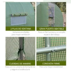 Outsunny Invernadero De Túnel 3x2x2 M Con Puerta Y Ventanas Función De Drenaje Invernadero De Jardín Grande Con Cubierta De PE Y Metal Galvanizado Para Cultivos Plantas Verduras Verde -OUTSUNNY TIENDA e0d03d6252f42df1809af82c13cf3358ff8ee384 2893a93f89b84daaa5d2875efd45bd2b
