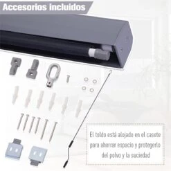 Outsunny Toldo Vertical Enrollable Con Manivela Protección UV Para Interior Y Exterior Balcón Porche Terraza 140x250 Cm Gris -OUTSUNNY TIENDA e1496a0527a726eec565aa5a0edbf0bb33044223 4fe844b98d6d40d88bdc943d25adfa24