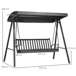 Outsunny Columpio De Jardín De 3 Plazas Silla Balancín Con Toldo Inclinable Cojín Extraíble Y Marco De Acero Para Terraza Piscina Patio Carga 360 Kg 210x128x184 Cm Gris Oscuro -OUTSUNNY TIENDA e1bd097cfe1ce9f32b4d7a2920e38d4ab4c529d1 4673eaf79a8a47df81fcadc1d3590757