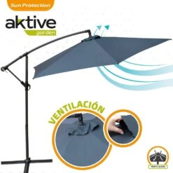 Parasol Excéntrico Banana 300 Cm Gris Mástil Aluminio Aktive Garden -OUTSUNNY TIENDA e43983d6344bab2c46221b5837494915a0037b9a 59ade794e82846c28513cc065b5e697c