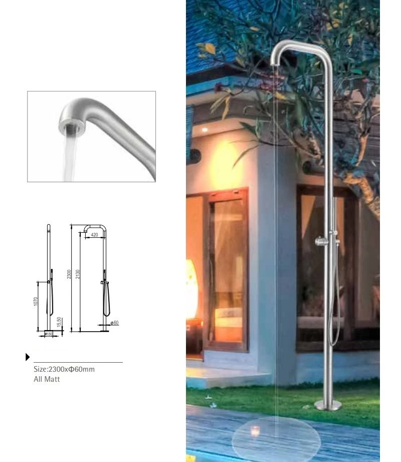 Ducha De Exterior De Acero Inoxidable Satinado Sassari Ducha De Jardín Sined Con Entrada De Agua Caliente Y Fría Mezclador Y Teleducha Cuerpo Y Accesorios De Acero Inoxidable Marino AISI 316L Con Eje De 6 Cm De Diámetro Conexiones De Agua Ocultas. 7 Ducha De Exterior De Acero Inoxidable Satinado Sassari Ducha De Jardín Sined Con Entrada De Agua Caliente Y Fría Mezclador Y Teleducha Cuerpo Y Accesorios De Acero Inoxidable Marino AISI 316L Con Eje De 6 Cm De Diámetro Conexiones De Agua Ocultas. - Imagen 5