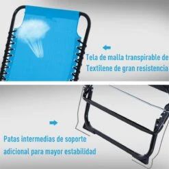 Outsunny Tumbona Plegable Y Ajustable De 4 Posiciones Silla Reclinable De Jardín Con Sistema De Cordones Para Exterior Marco Acero 197x58x76 Cm Azul Claro -OUTSUNNY TIENDA e56ee49eef7132e64353ef9c44eaabea2fdda3ca 04ce7fd10de14719b7c96da5b4087a92