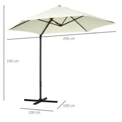 Outsunny Sombrilla De Jardín Ø256x245 Cm Parasol Excéntrico Rotación De 360° Con Apertura Manual Y Base Cruzada Para Patio Terraza Exterior Beige -OUTSUNNY TIENDA e5e948fbe80afd8c0525e829ff241d5d6c847513 fa5118c4ede248cdbb8da2e14f2a7e43