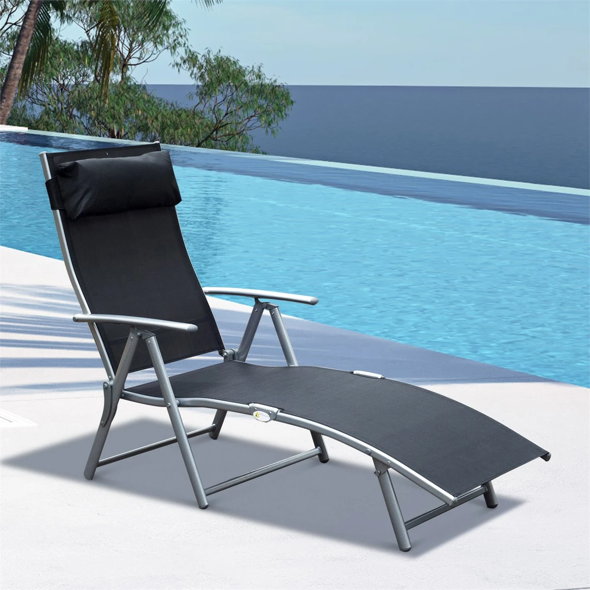 Outsunny Tumbona Plegable Respaldo Ajustable A 7 Niveles Con Almohada Texteline Resistente Relax En Exterior Piscina Terraza Camping 137x63.5x100.5cm Acero 4 Outsunny Tumbona Plegable Respaldo Ajustable A 7 Niveles Con Almohada Texteline Resistente Relax En Exterior Piscina Terraza Camping 137x63.5x100.5cm Acero - Imagen 2