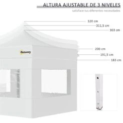 Outsunny Carpa Plegable 3x3 M Con Altura Ajustable Cenador De Jardín Con 4 Paredes Extraíbles De Tela Oxford 4 Ventanas Y Bolsa De Transporte Para Exterior Terraza Camping Blanco -OUTSUNNY TIENDA e6531216d23ff15681a2fd495174082f2b7638da 3287f815588d490ebb450575c035f3e5