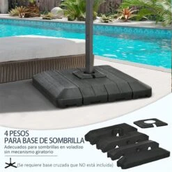 Outsunny Pesos De Base De Sombrilla En Voladizo De 4 Piezas Soporte De Parasol De Patio Rellenable De Agua De 100 Kg O Arena De 135 Kg Para Base Cruzada 98x98x18,5 Cm Negro 14 Outsunny Pesos De Base De Sombrilla En Voladizo De 4 Piezas Soporte De Parasol De Patio Rellenable De Agua De 100 Kg O Arena De 135 Kg Para Base Cruzada 98x98x18,5 Cm Negro -OUTSUNNY TIENDA e869d4a73034c2218b86562c9dfb64dd3e6e0fd0 d70ca998f4a643808cd2643b8811b83b
