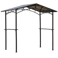 Outsunny Pérgola De Barbacoa 246x149x230 Cm De Aluminio Gazebo Cenador Con 2 Estantes Para Jardín Patio Terraza Fiestas Protección Solar Negro
