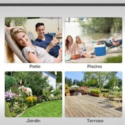 Outsunny Tumbona Plegable Y Reclinable De Aluminio Con Toldo Incorporado Para Piscina Jardín Terraza Exterior Carga 120 Kg 169x72x55/72cm Gris -OUTSUNNY TIENDA e9d0fbc3f021f660357083ae9ce1f06ad1dafc75 ee11ac58dd6f457eb1304e1ea3c2a4b5