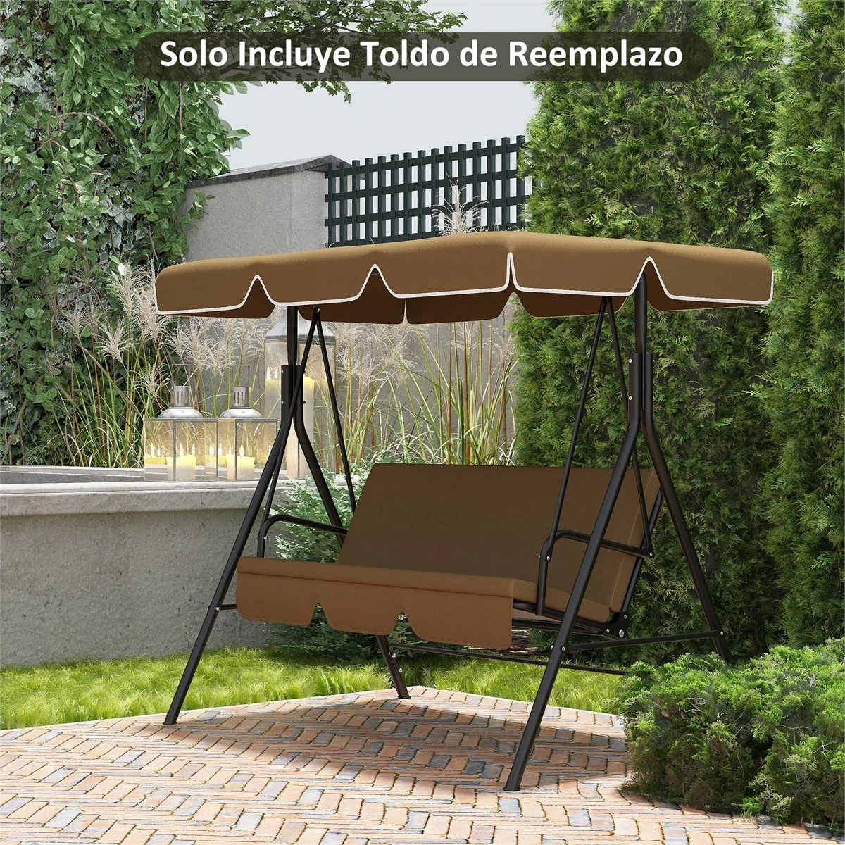Outsunny Toldo De Repuesto Para Columpio De 2 Plazas Toldo Recambio Para Balancín Cubierta De Reemplazo Protección UV50+ Para Jardín Terraza Patio 192x144 Cm Marrón Oscuro 4 Outsunny Toldo De Repuesto Para Columpio De 2 Plazas Toldo Recambio Para Balancín Cubierta De Reemplazo Protección UV50+ Para Jardín Terraza Patio 192x144 Cm Marrón Oscuro - Imagen 2
