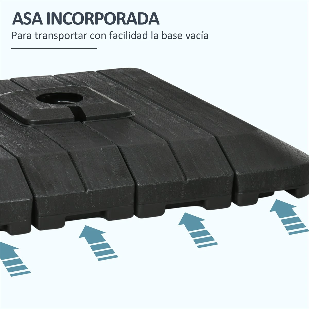 Outsunny Pesos De Base De Sombrilla En Voladizo De 4 Piezas Soporte De Parasol De Patio Rellenable De Agua De 100 Kg O Arena De 135 Kg Para Base Cruzada 98x98x18,5 Cm Negro 8 Outsunny Pesos De Base De Sombrilla En Voladizo De 4 Piezas Soporte De Parasol De Patio Rellenable De Agua De 100 Kg O Arena De 135 Kg Para Base Cruzada 98x98x18,5 Cm Negro - Imagen 6