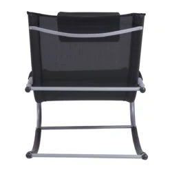 Outsunny Tumbona Mecedora De Jardín Con Reposacabezas Reposabrazos Sillón Silla De Exterior Tejido Transpirable Y Metal Para Playa Patio Terraza 63x148x85 Cm Negro -OUTSUNNY TIENDA ebed72f78b002910fc73566efcce0a07e516eec0 edd1df541ffc4fd3b4c4407a35958a46