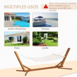Outsunny Soporte Para Hamaca De Madera Plegable Ajustable De 3 Niveles Estructura Para Hamaca 217-380 Cm De Longitud Carga Máx. 150 Kg Para Jardín Terraza 388x152x89 Cm Teca -OUTSUNNY TIENDA ec9b563b4a4fd5e9deaa1fe71cc378cf12aacd36 0d362bbc8d98422bbadcecd33a1de7c5