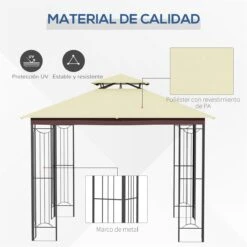 Outsunny Cenador De Jardín 3x3 M Pabellón Para Exterior Con Doble Techo De Ventilación Y Marco De Acero Protección Solar Para Fiestas Eventos Patio Al Aire Libre Beige -OUTSUNNY TIENDA eef8407d60e11b61e8a8a8054b8708d637cd43b7 ace9a87cfb674ef19723a7a2f74b0fa0