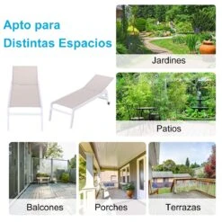 Outsunny Tumbona Multiposiciones De Jardín Con Respaldo Reclinable En 5 Posiciones De Aluminio Y Texteline Carga 160 Kg Para Patio Terraza 202x65x43 Cm Beige -OUTSUNNY TIENDA eeff3523b7d3611af6c329fae48cddee7c99ae94 83529f927d164e42be11cc63665a5897
