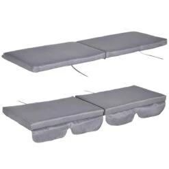 Outsunny Juego De 2 Cojines Para Balancín Cojines De Repuesto Para Columpio 162x47x7 Cm Cojín De Asiento Y Respaldo De 3 Plazas Para Jardín Terraza Balcón Patio Gris