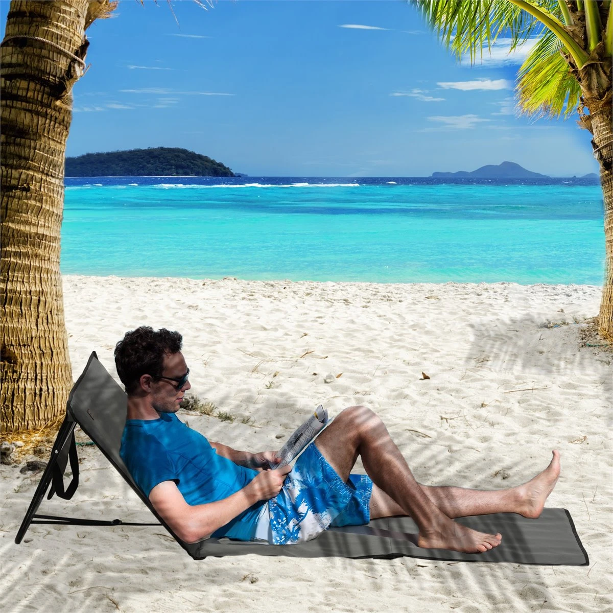 Outsunny Conjunto De 2 Esterillas De Playa Plegable Esteras Acolchadas Con Respaldo Reclinable Y Bolsa De Transporte Para Jardín Camping 142x51x40 Cm Gris 4 Outsunny Conjunto De 2 Esterillas De Playa Plegable Esteras Acolchadas Con Respaldo Reclinable Y Bolsa De Transporte Para Jardín Camping 142x51x40 Cm Gris - Imagen 2