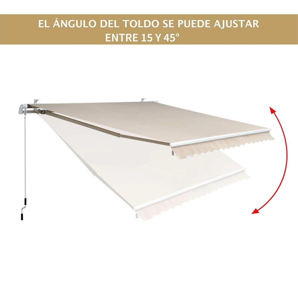 Outsunny Toldo Manual Plegable De Aluminio 295x250cm Ángulo Ajustable Manivela Para Exterior Balcón Jardín Terraza Crema 9 Outsunny Toldo Manual Plegable De Aluminio 295x250cm Ángulo Ajustable Manivela Para Exterior Balcón Jardín Terraza Crema - Imagen 7