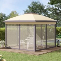 Outsunny Carpa Plegable Exterior 3,3x3,3x2,88 M Altura Ajustable Cenador De Jardín Con Doble Techo 4 Mosquiteras Extraíbles Y Bolsa De Transporte Para Camping Fiestas Beige 10 Outsunny Carpa Plegable Exterior 3,3x3,3x2,88 M Altura Ajustable Cenador De Jardín Con Doble Techo 4 Mosquiteras Extraíbles Y Bolsa De Transporte Para Camping Fiestas Beige -OUTSUNNY TIENDA f21f094da9b6f47a36588522194151458fd359c0 a50bd2483f364021831e579d8511a81a