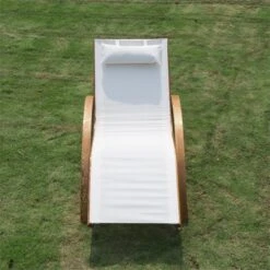 Outsunny Tumbona Tipo Hamaca Para Jardín Terraza Playa Piscina O Patio 161x72x68 Cm Color Blanco Hecha De Madera Malla Y Texteline Con Almohadilla -OUTSUNNY TIENDA f2f6771ab27bd1adceb38091f6b9f910a8f81009 0cedaeb233f947d1b14f19666d8f8e92