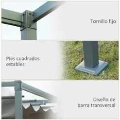 Outsunny Pérgola 3x2 M Cenador De Jardín Con Techo Retráctil De Poliéster Con Recubrimiento Resistente Para Celebraciones Fiestas Bodas Gris 16 Outsunny Pérgola 3x2 M Cenador De Jardín Con Techo Retráctil De Poliéster Con Recubrimiento Resistente Para Celebraciones Fiestas Bodas Gris -OUTSUNNY TIENDA f5878868306addebd74728401669e96f84bc9e53 b485e9649732430d9ddf200486dcd353