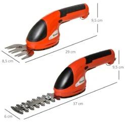 Outsunny Tijeras Cortacésped Y Arreglasetos 2 En 1 A Batería De 3.6V Con 2 Cuchillas Ancho De Corte 12 Cm/8 Cm Para Setos Césped Llave De Seguridad 37x6x9,5 Cm Rojo Y Negro -OUTSUNNY TIENDA f5a9164fb15aa9972db9a3664fedd747bae6bac5 4541f91d48e14a5db8afe449c4d7dbbc