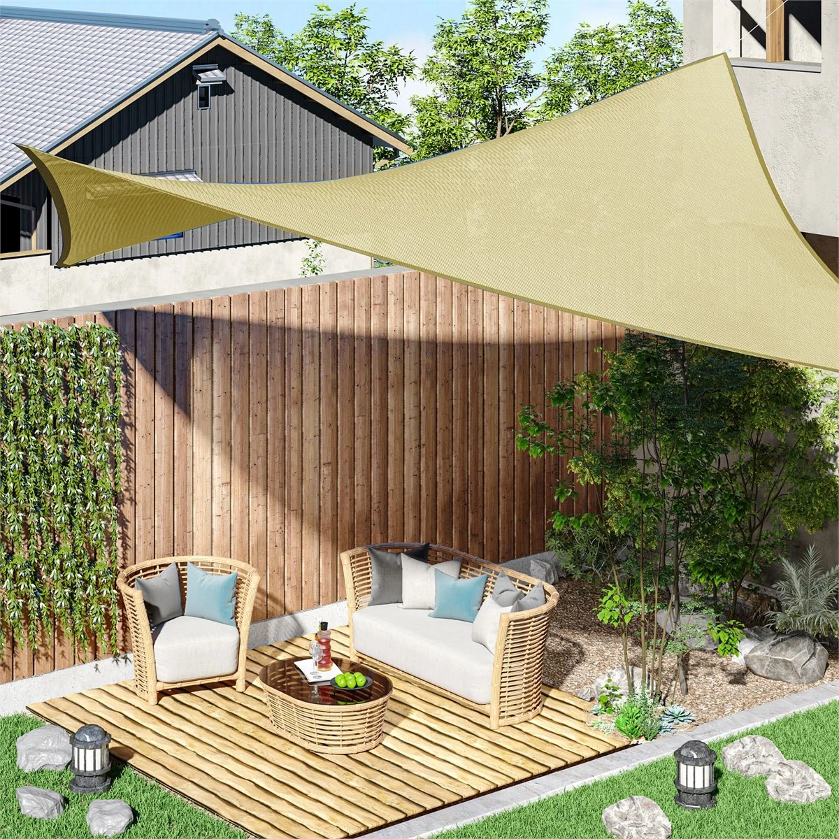 Outsunny - Toldo Vela Cuadrado (varios Tamaños Y Colores), Tamaño 3x3m, Color Arena 4 Outsunny - Toldo Vela Cuadrado (varios Tamaños Y Colores), Tamaño 3x3m, Color Arena - Imagen 2