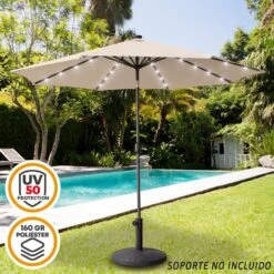 Sombrilla Para Jardín Octogonal 32 Luces LED Inclinable Aktive -OUTSUNNY TIENDA f65b4fd717d0389f3d79a709f0b228daa3cf13c9 14cd776f9da446b688b90297db9e819b