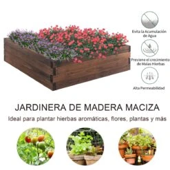Outsunny Huerto Urbano Jardinera De Madera Maciza De Abeto Cama De Plantación De Jardín Para Cultivo Plantas Flores Hierbas 80x80x22,5 Cm Marrón -OUTSUNNY TIENDA f662e8110941bf80d9879b793bd7a0c311562c27 02637c1caf9d4d9e928e291f7134e732