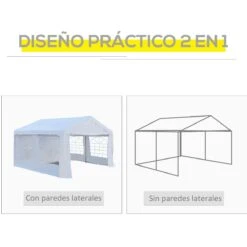 Outsunny Carpa De Jardín Cochera Gazebo 4x4m Pergola Cenador Pabellón 4 Paneles Laterales 4 Ventanas Para Fiesta Eventos Bodas Acero PE Blanco 15 Outsunny Carpa De Jardín Cochera Gazebo 4x4m Pergola Cenador Pabellón 4 Paneles Laterales 4 Ventanas Para Fiesta Eventos Bodas Acero PE Blanco -OUTSUNNY TIENDA f6ca2d734be889d35ac0f2c86f1e6d602b7aeefe c6e148cd802d48199ec3f569951d6400