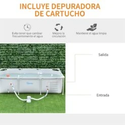 Outsunny Piscina Desmontable Tubular 252x152x65 Cm Con Depuradora De Cartucho 1200L/H Piscina Rectangular De Exterior Para Adultos Y Niños 2163L Gris -OUTSUNNY TIENDA f88cb0af2722a30b02106a662c617f2f71622c07 8fb73ace43ad4c0fa7057aa498370732
