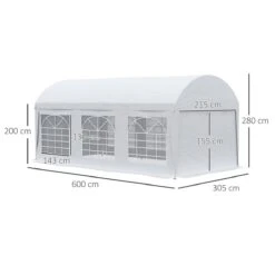 Outsunny Carpa De Jardín 6x3 M Carpa Para Fiestas Cenador Con Paredes Laterales Extraíbles Puerta Con Cremalleras Y 6 Ventanas Protección UV Para Exterior Eventos Bodas Blanco -OUTSUNNY TIENDA f90ab29e5ad916e381612f3de9f222e446edafdc 08e80f2080194015b481fc5d23f1652b