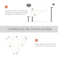 Outsunny Toldo Vela Color Crema Sombrilla Parasol Triangulo Tela De Poliéster Jardin Playa Camping Sombra (varios Colores Y Medidas), Medida 3x3x3 Metros, Color Crema -OUTSUNNY TIENDA fa5a7a4a85e9b880a8d2a3d11df901427d04d8e4 691011324cbf45bca369219db2428d70