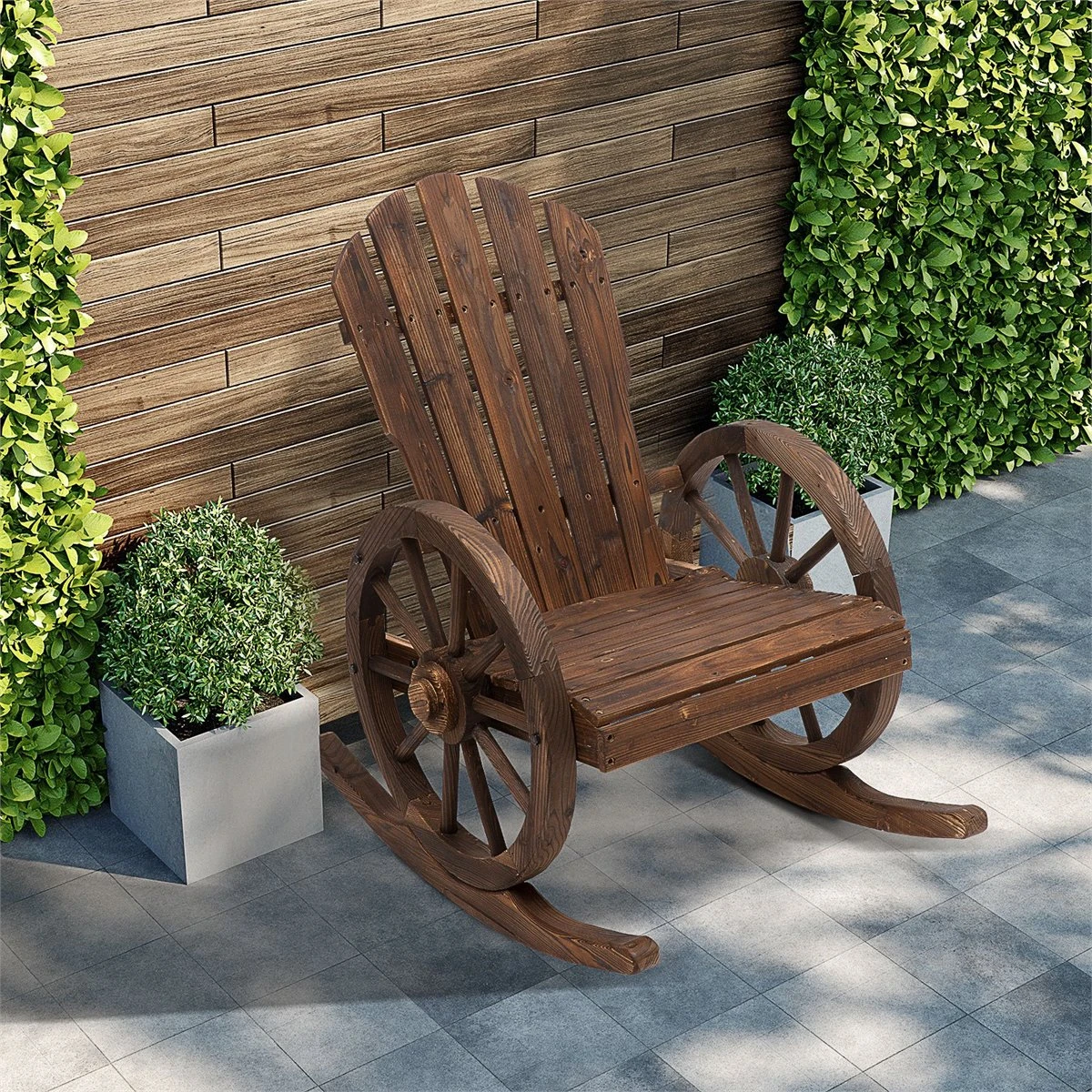 Outsunny Mecedora Rústica De Madera Maciza Para Exteriores Sillón Balancín De Terraza O Jardín 88x68x92 Cm Color Madera Envejecida 4 Outsunny Mecedora Rústica De Madera Maciza Para Exteriores Sillón Balancín De Terraza O Jardín 88x68x92 Cm Color Madera Envejecida - Imagen 2