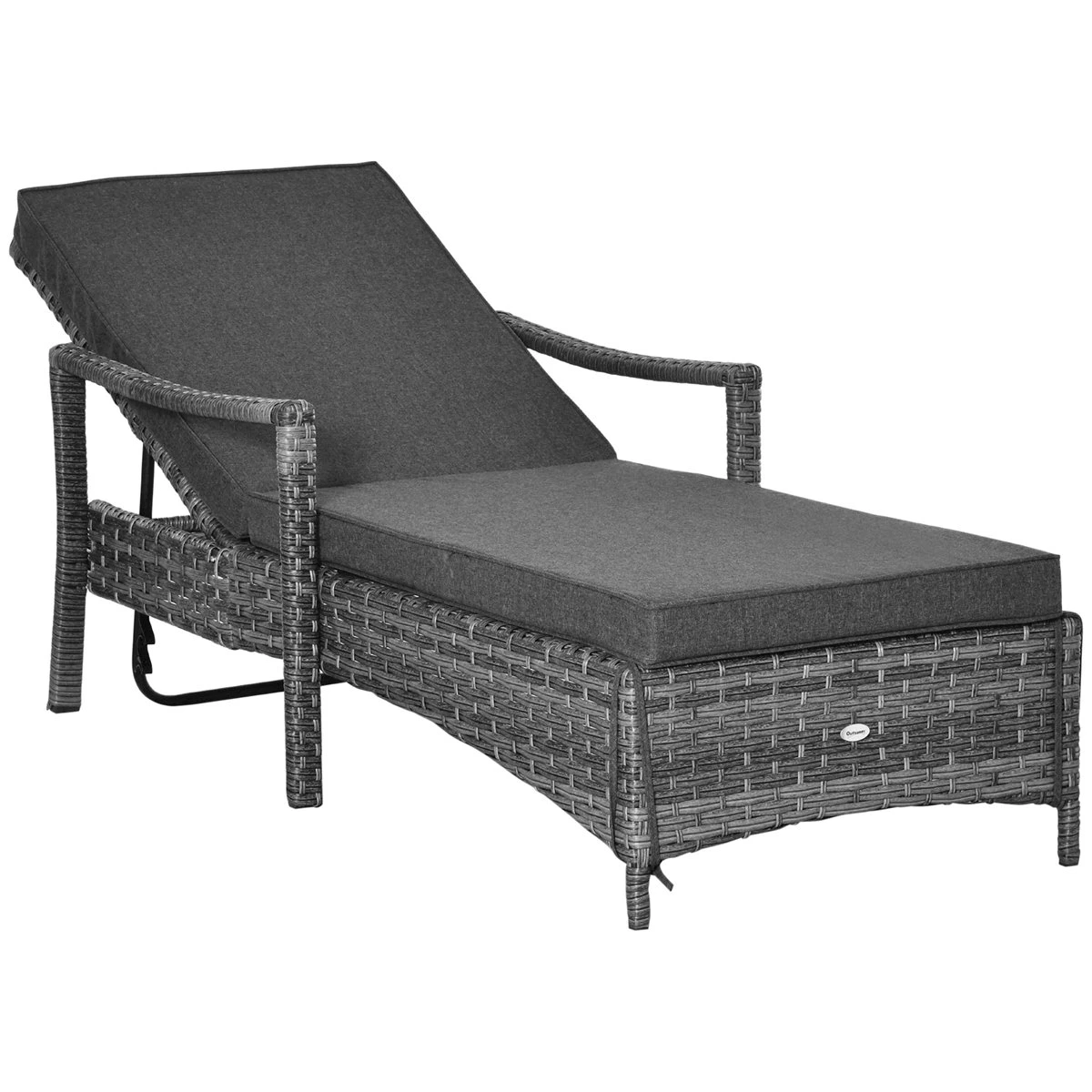 Outsunny Tumbona De Ratán De Jardín Chaise Longue Con Respaldo Ajustable En 4 Posiciones Cojines Acolchados Y Desenfundables Para Terraza Patio Exterior 192x62,5x58-95 Cm Gris 3 Outsunny Tumbona De Ratán De Jardín Chaise Longue Con Respaldo Ajustable En 4 Posiciones Cojines Acolchados Y Desenfundables Para Terraza Patio Exterior 192x62,5x58-95 Cm Gris