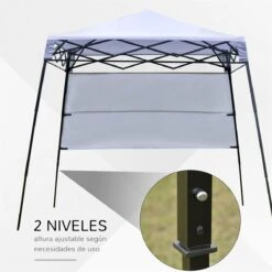 Outsunny Carpa Plegable 2,2x2,2x2m Con Lateral Altura Ajustable Protección UV 50+ De Acero Y Tela Oxford Con Bolsa De Transporte Blanco -OUTSUNNY TIENDA fbf055dc66b2957a511d388ef3db7cfc6a52887f ee35027d4cc24da9bd49ba8a67639c47